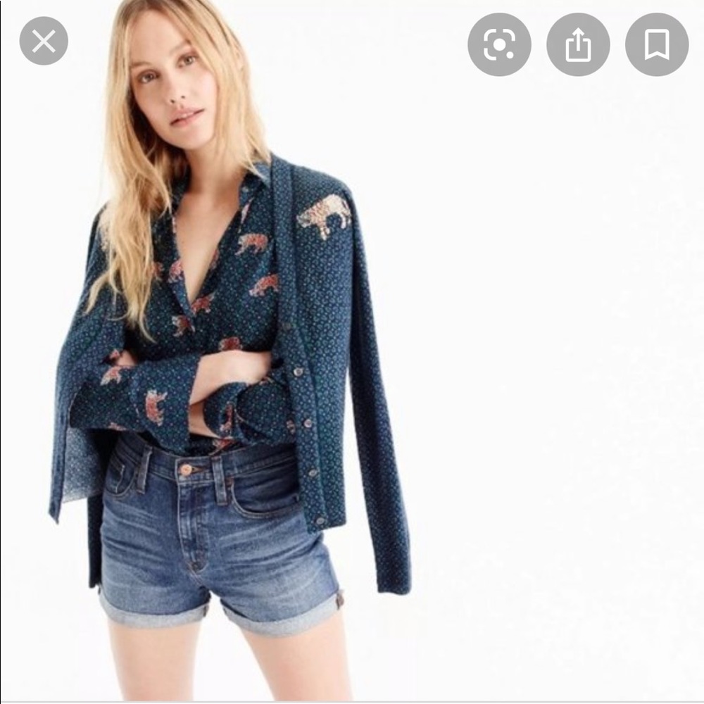 J.Crew Navy Cardi with tigers